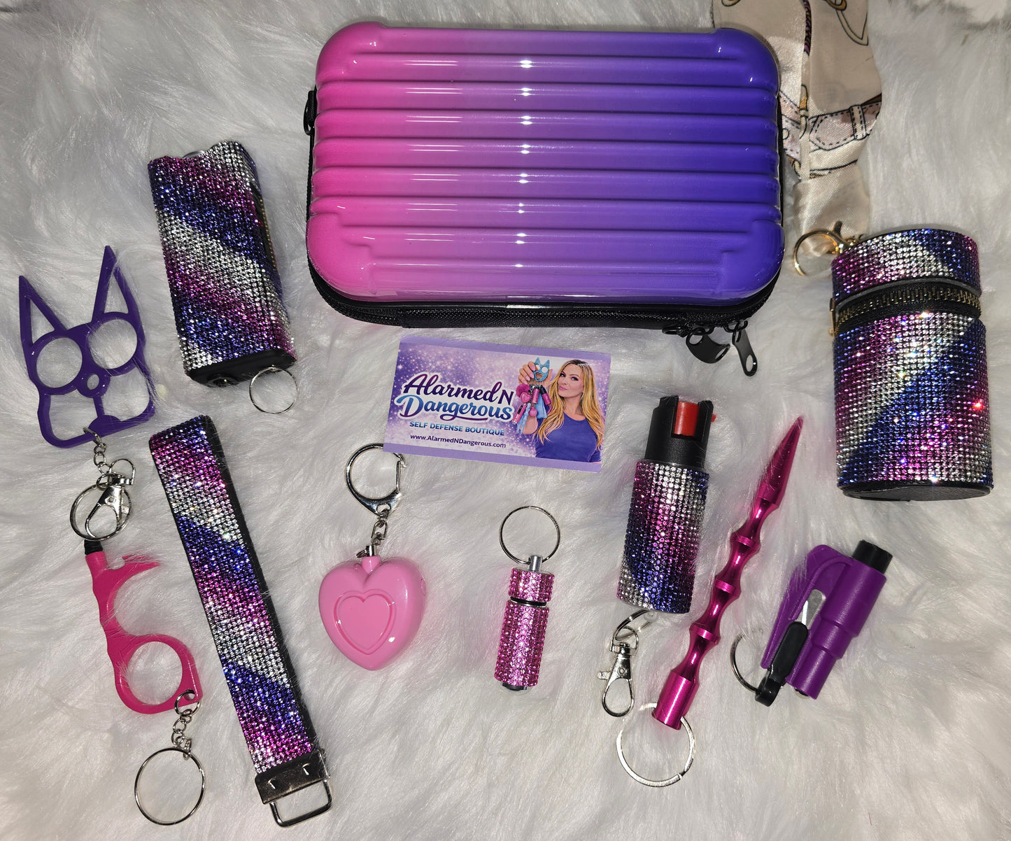 Pink & purple ombre self defense keychain set