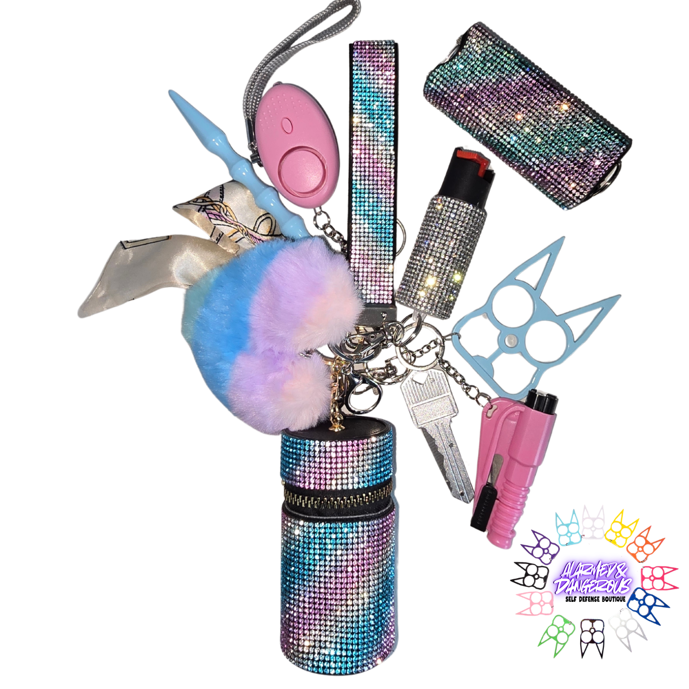 Bling self defense keychains with bucket bag