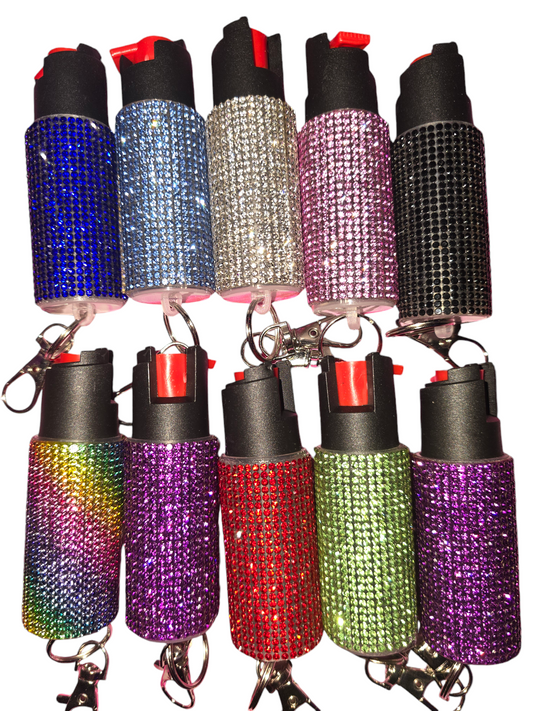 Bling pepper spray
Bedazzled pepper spray
Sparkly pepper spray
Glitter pepper spray
Rhinestone pepper spray
Fashionable bling pepper spray
Bling pepper spray keychain
Stylish pepper spray with bling
Decorative pepper spray
Glamorous pepper spray
Cute bling pepper spray
Personalized bling pepper spray
Bling self defense pepper spray
Bling pepper spray for women
Crystal embellished pepper spray