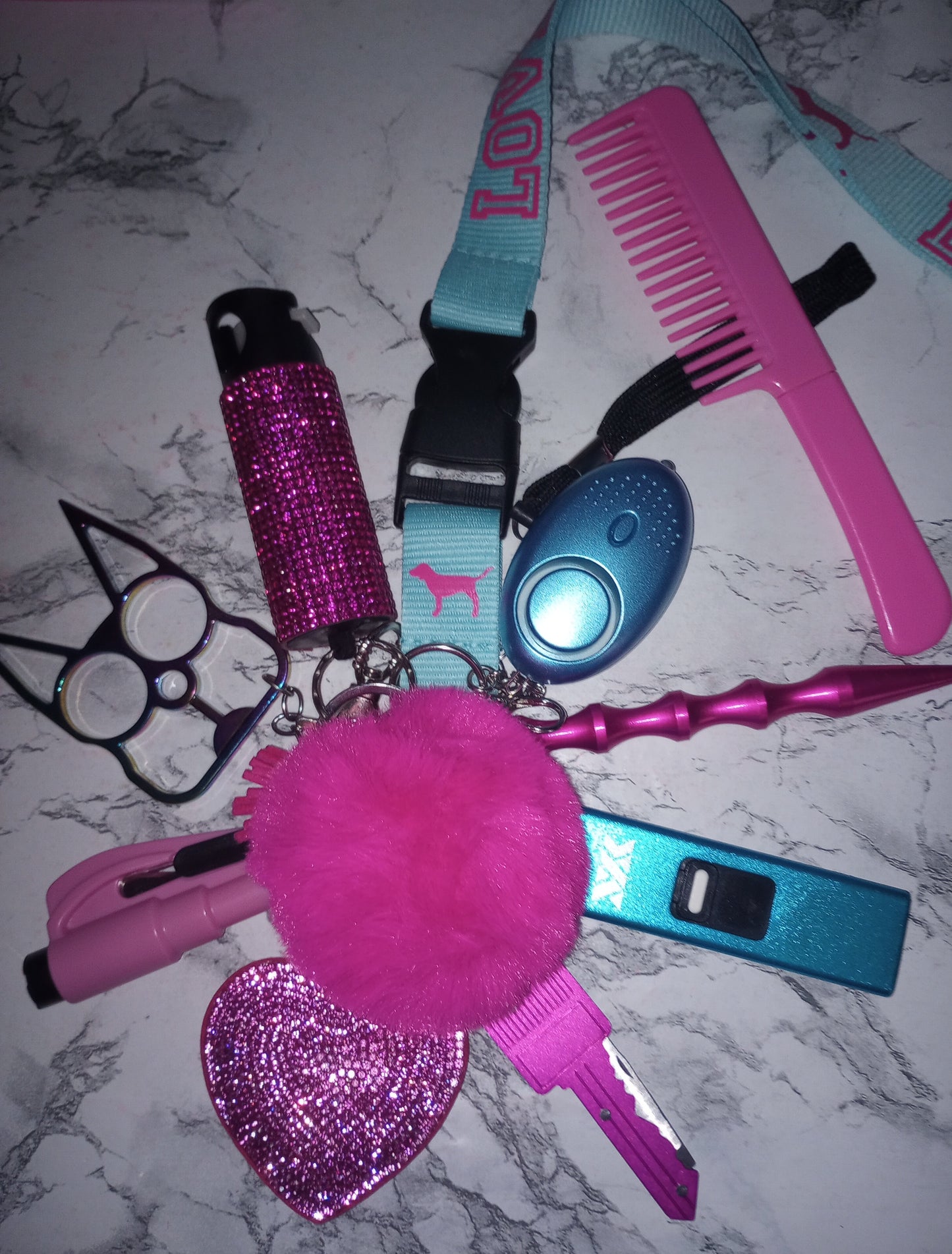 Teal love pink bling