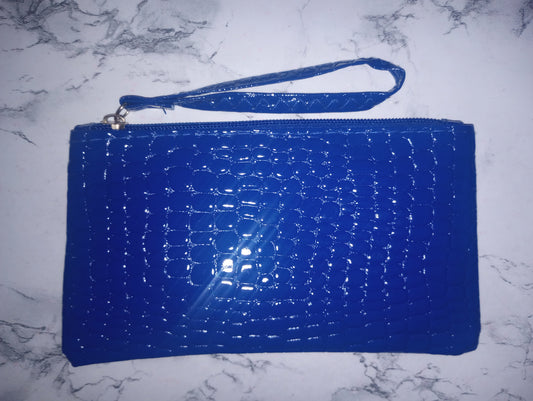 blue snake skin wristlet