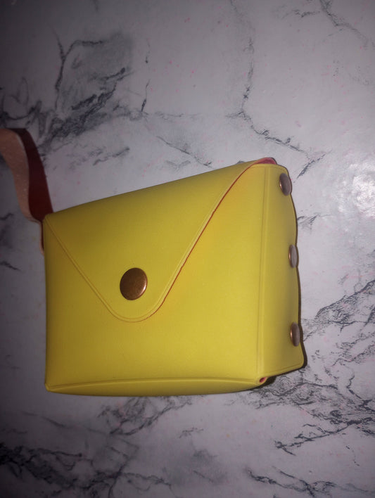 yellow mini bag coin purse keychain