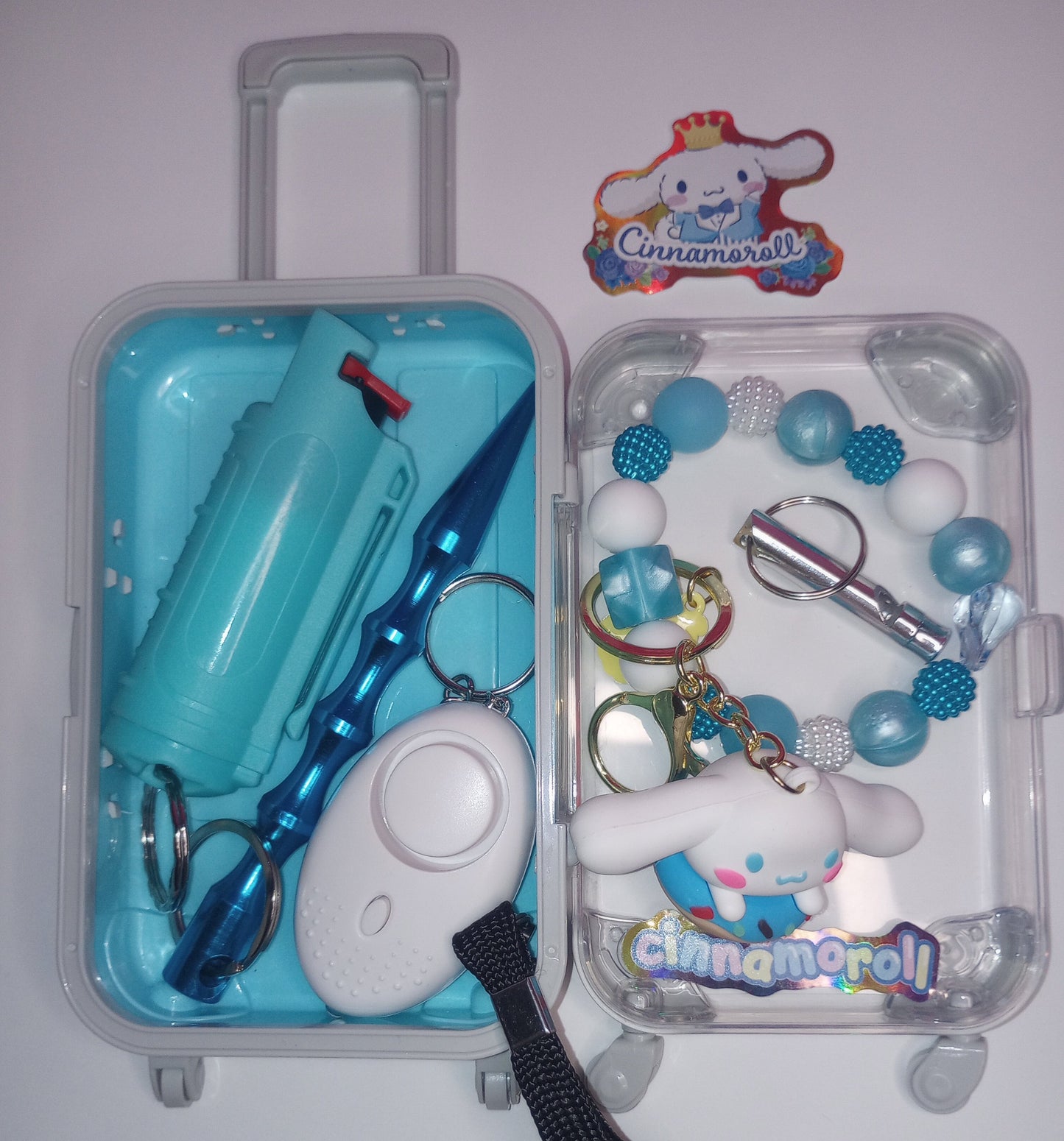 Cinnamaroll character suitcase self defense keychain set