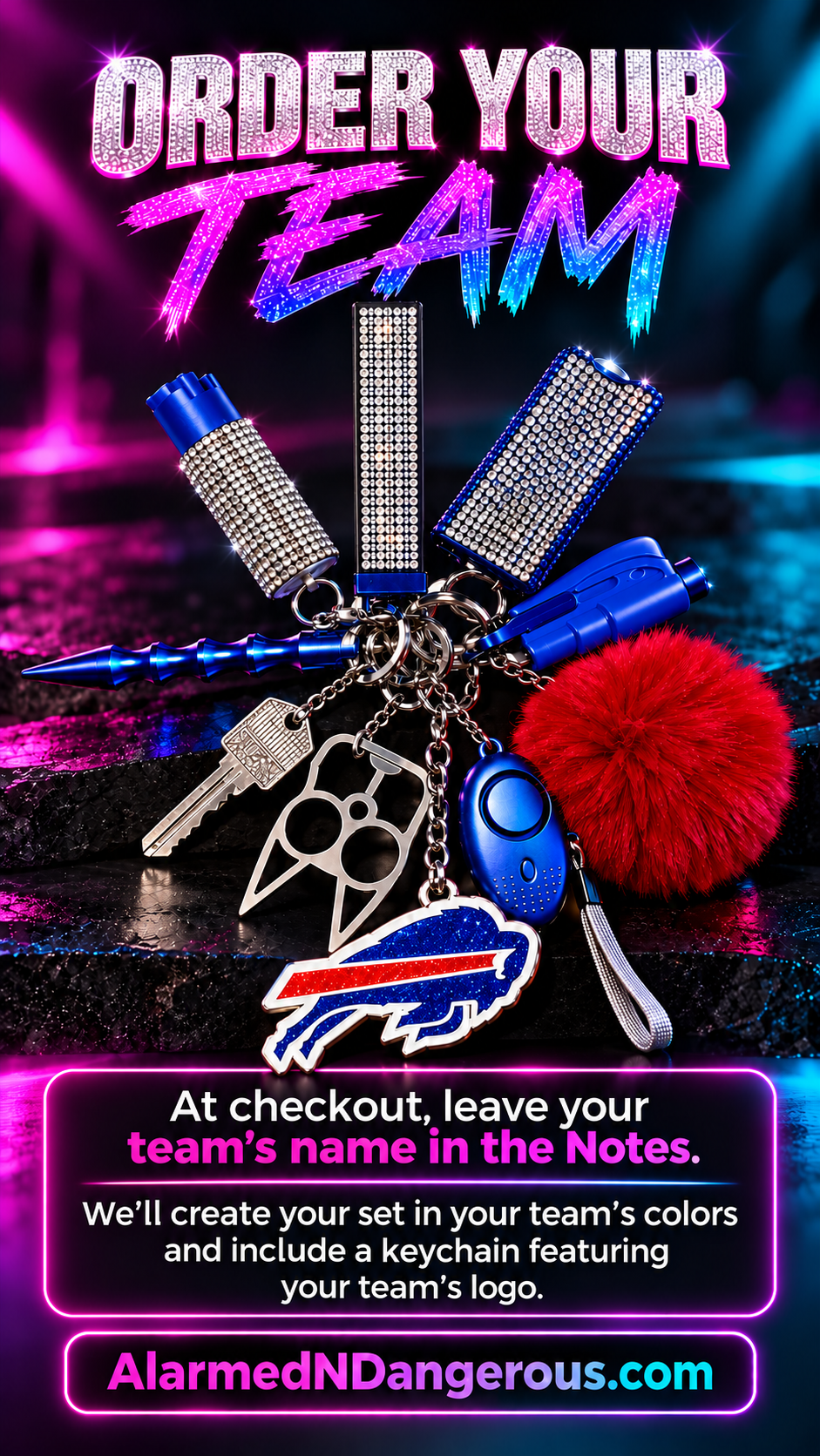 FAVORITE TEAMS Bling 9-in-1 Self Defense Keychain Set