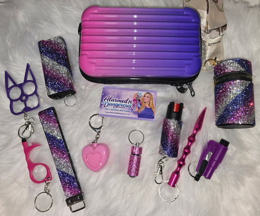 Pink & purple ombre self defense keychain set