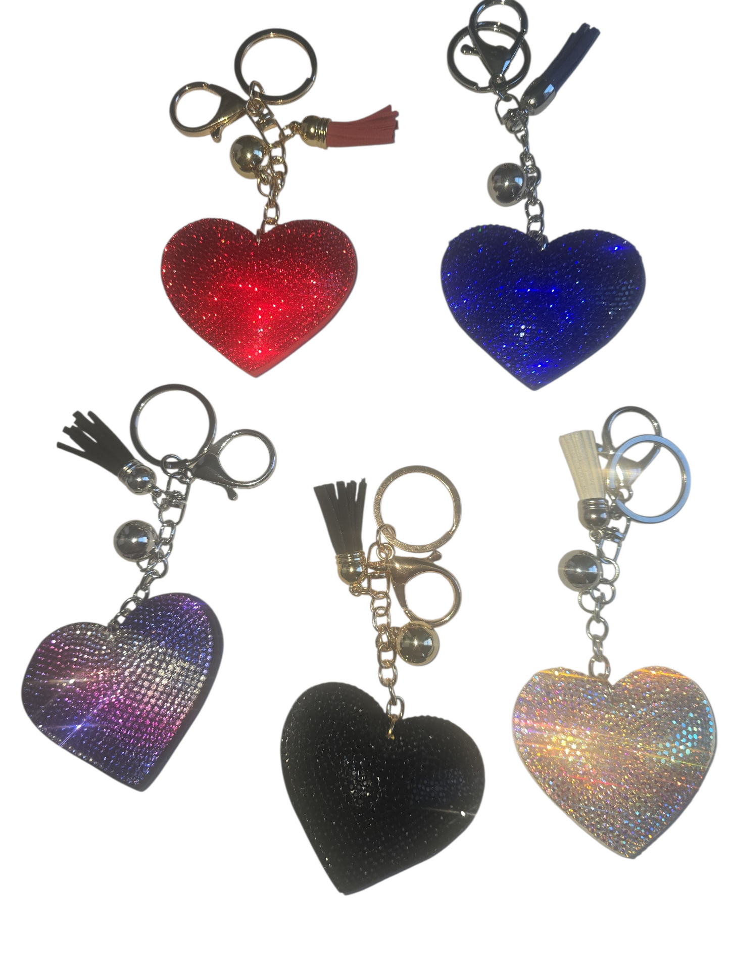 Rhinestone heart keychains/bag charms